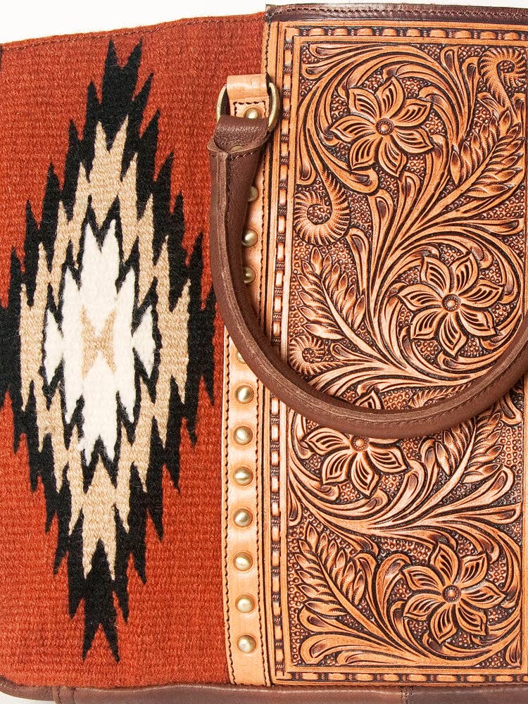 Alice Tote with Floral Tooled Leather & Studded Accents