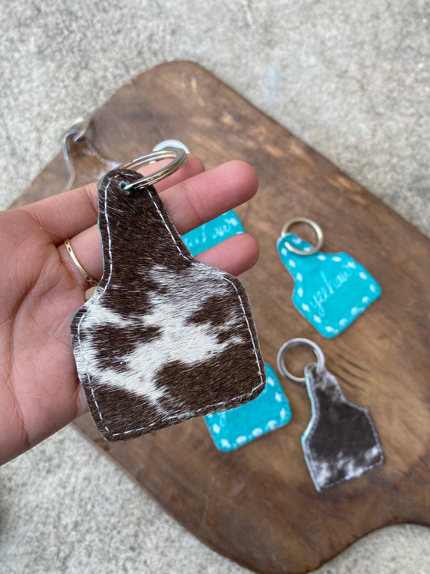 Suede Yeehaw Cattle Cowhide Keychain