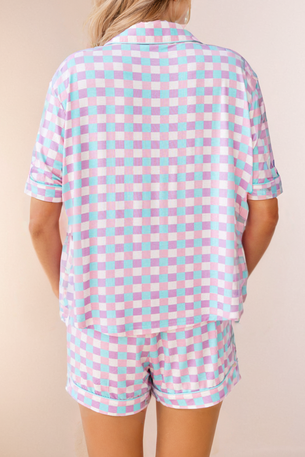Pastel Checkered Short Sleeve PJ SET