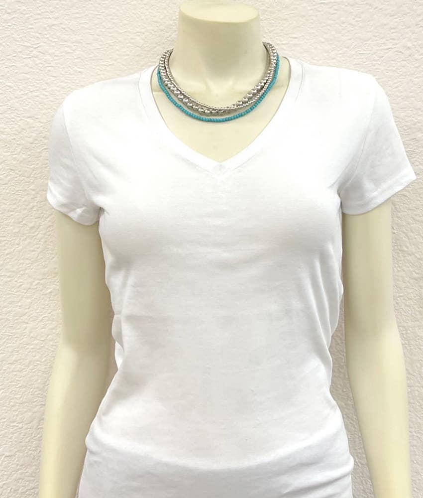 16" Handmade Silver Navajo Bead Necklace
