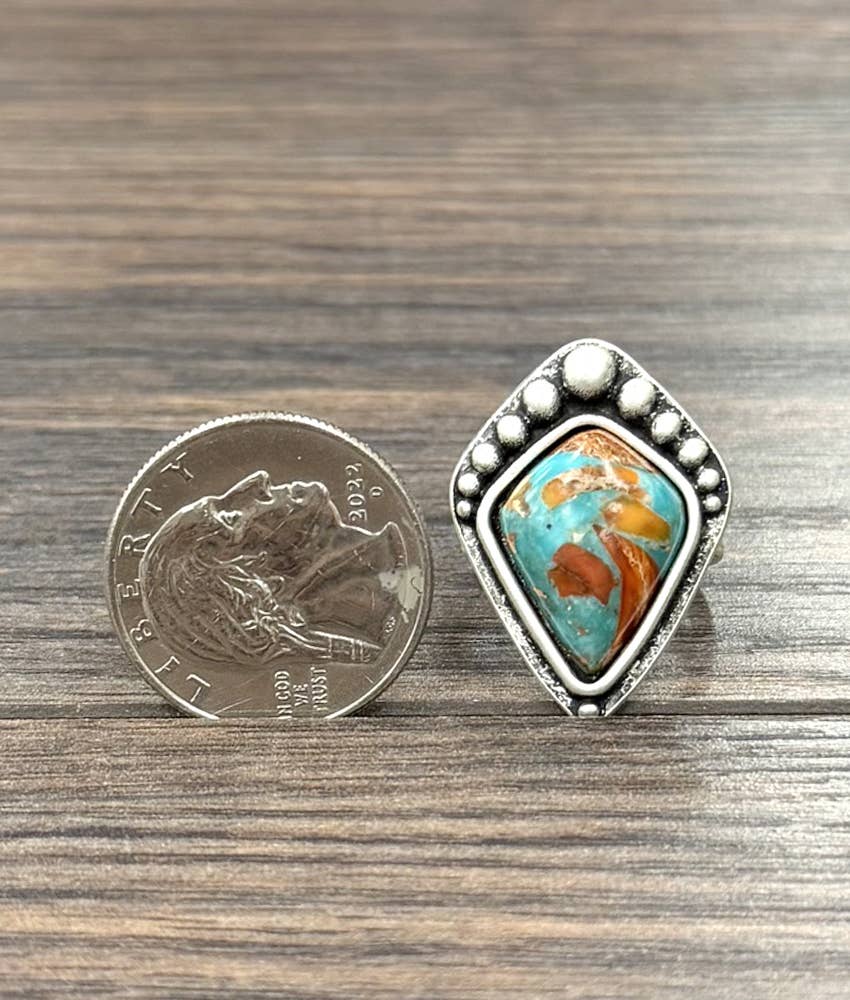 1.2" Western Gemstone Adjustable Ring