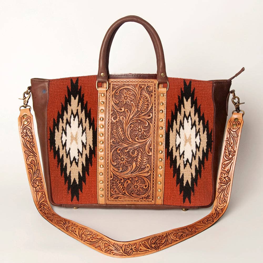 Alice Tote with Floral Tooled Leather & Studded Accents