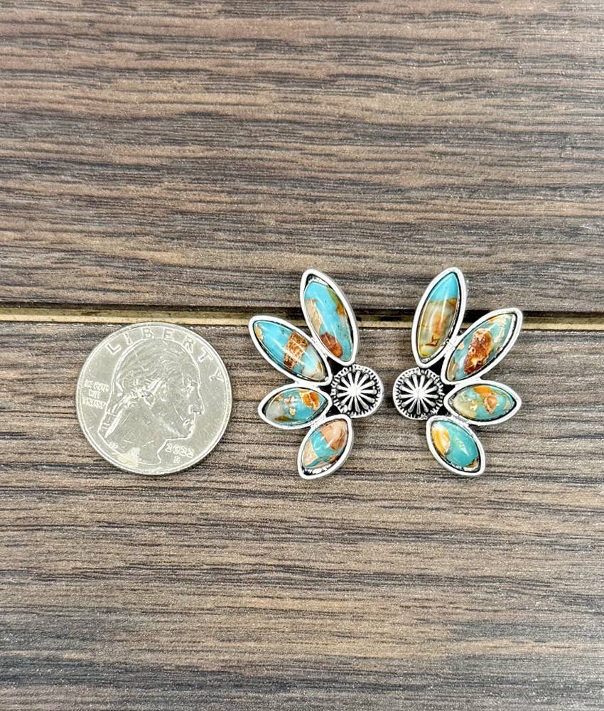 1.2" Western Gemstone Stud Earrings