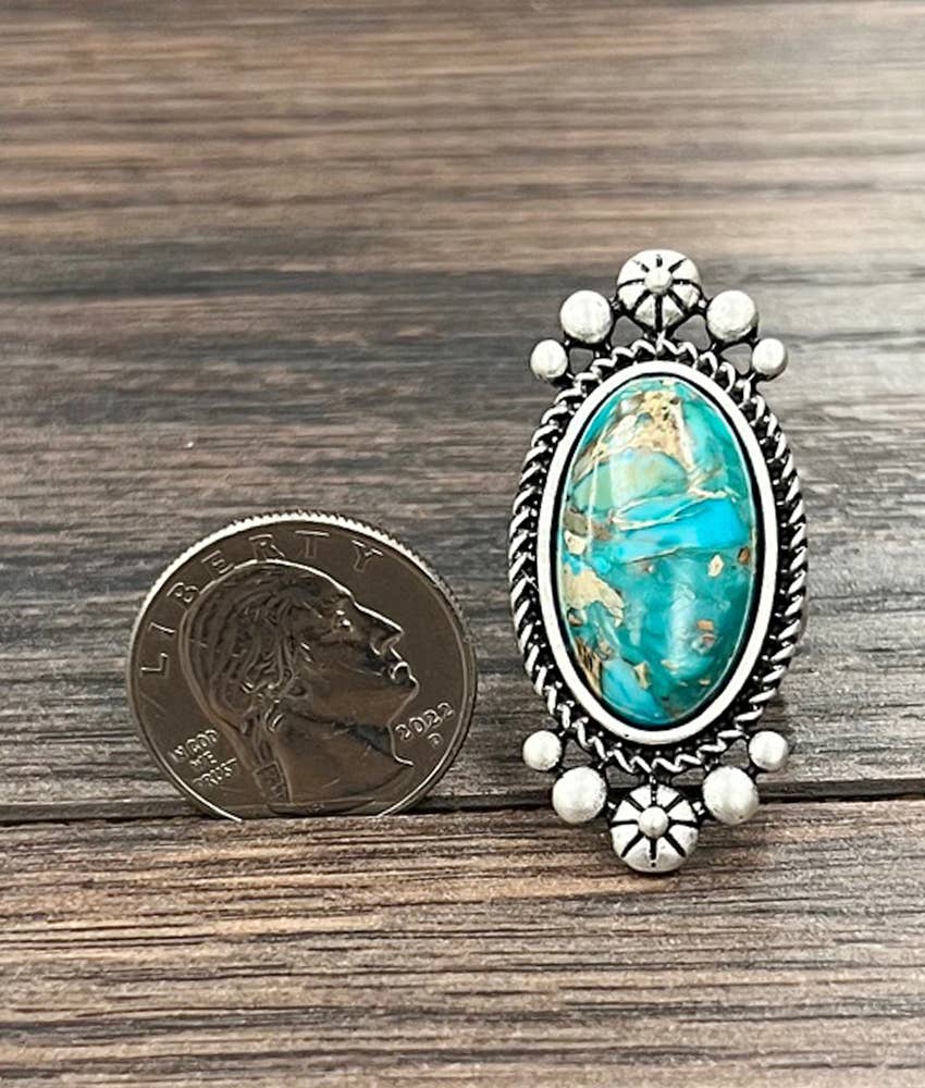 Gemstone, Brass Adjustable Ring