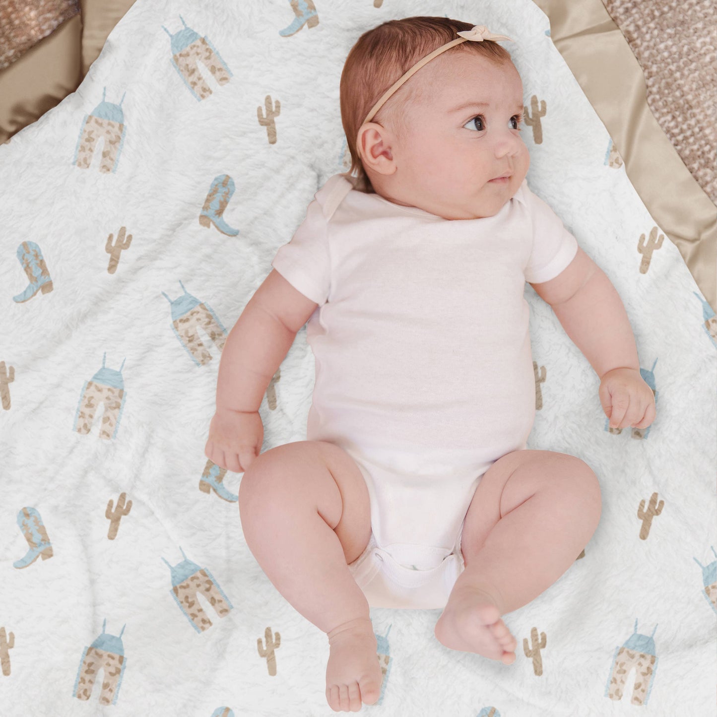 Reversible Boys Blanket Howdy Partner Blue