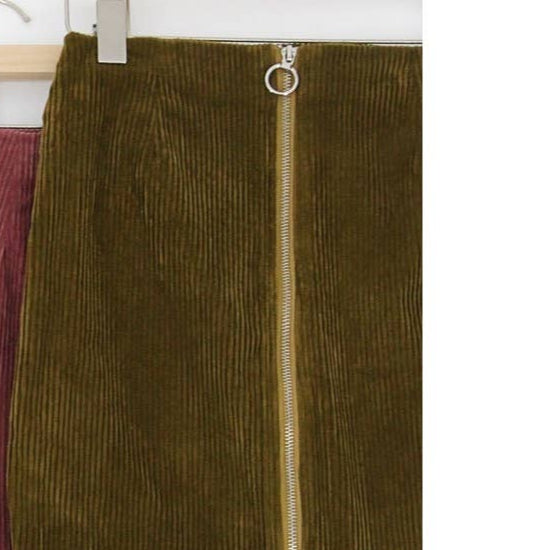 CORDUROY ZIP UP MINI SKIRT