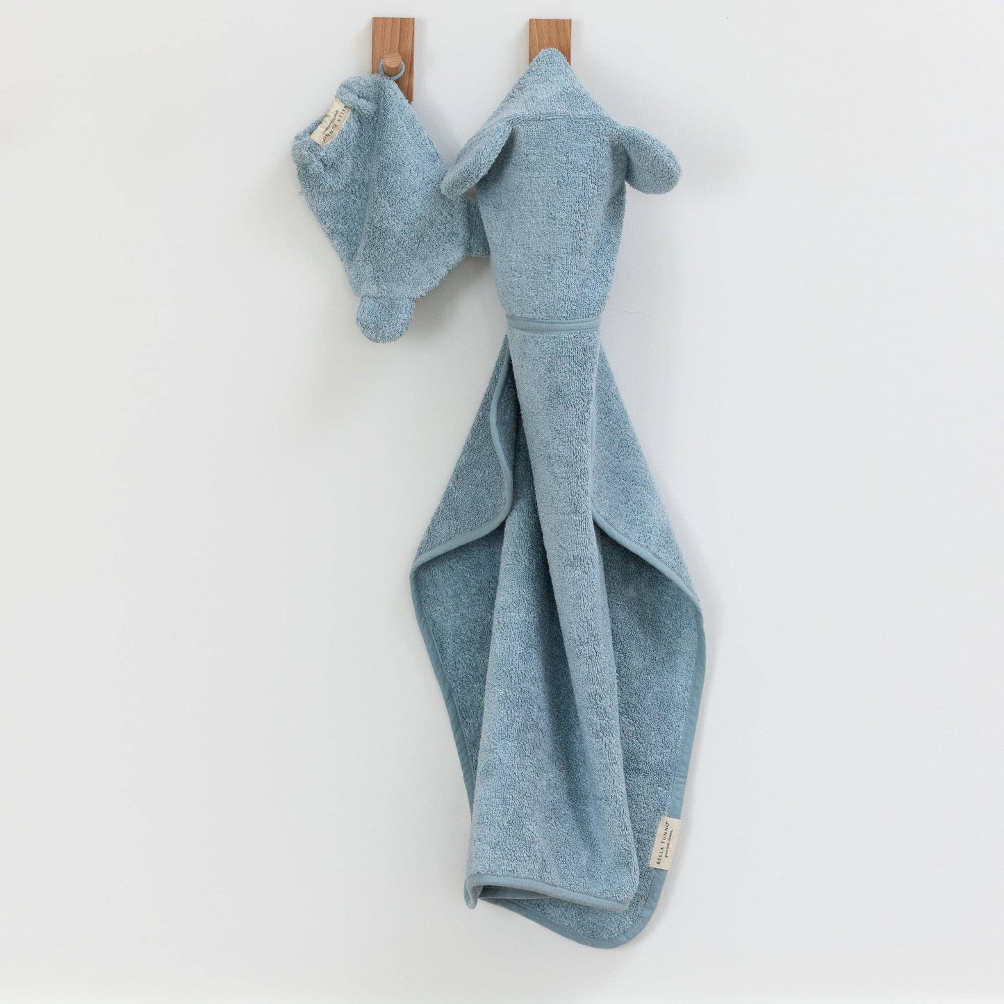 Hooded Towel + Wash Mitt Set Fog Blue