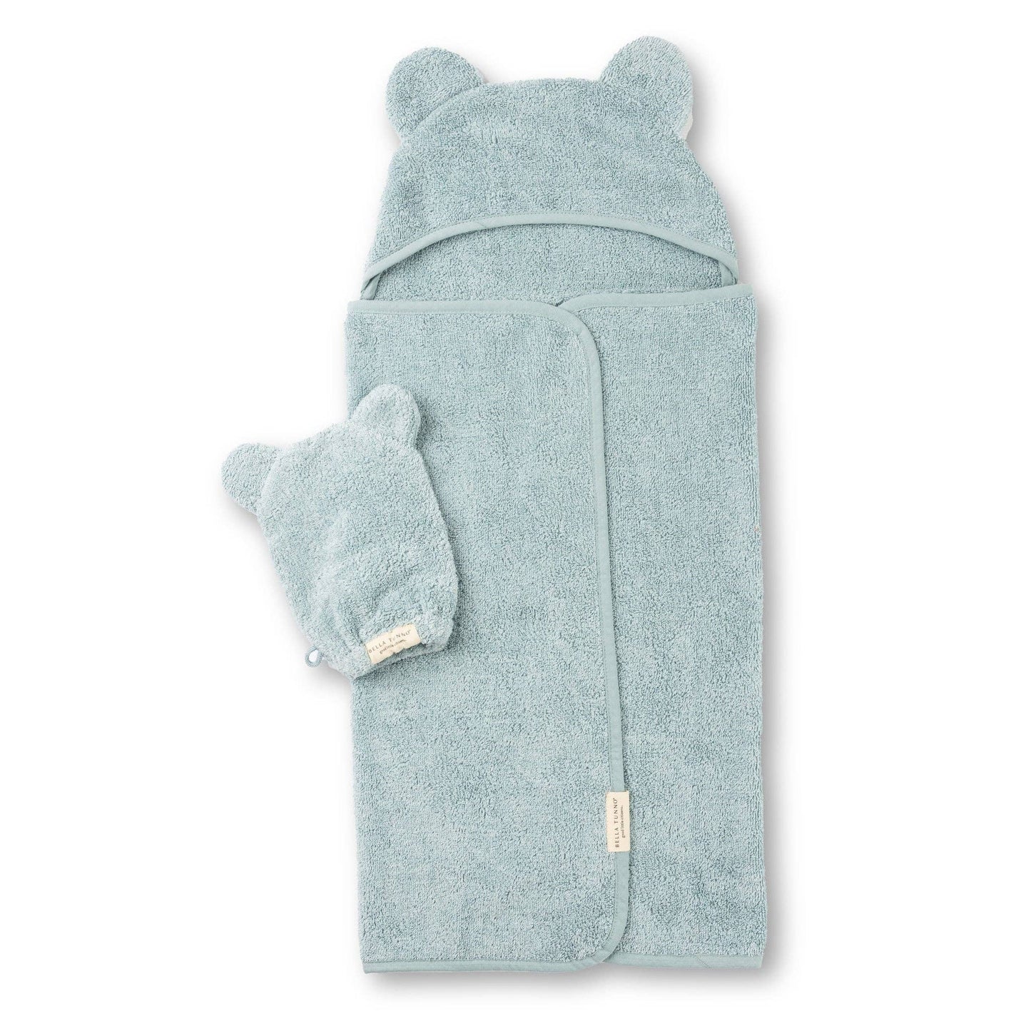 Hooded Towel + Wash Mitt Set Fog Blue