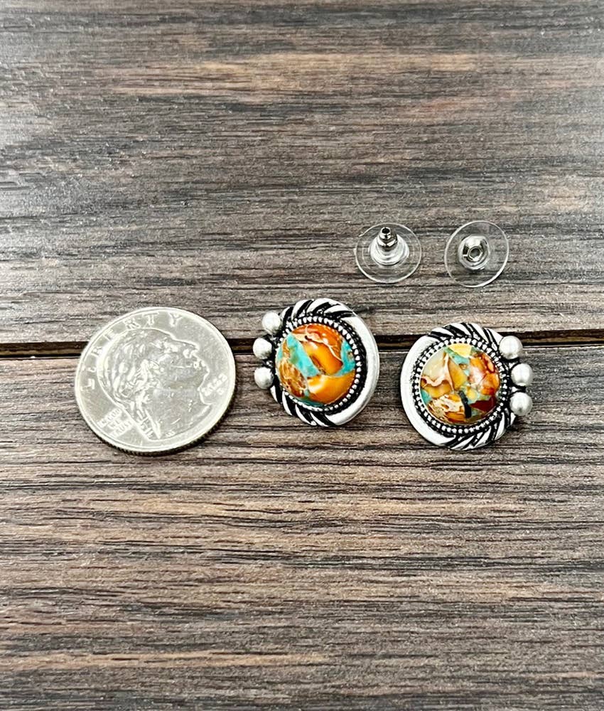Western 12mm Gemstone Stud Earrings
