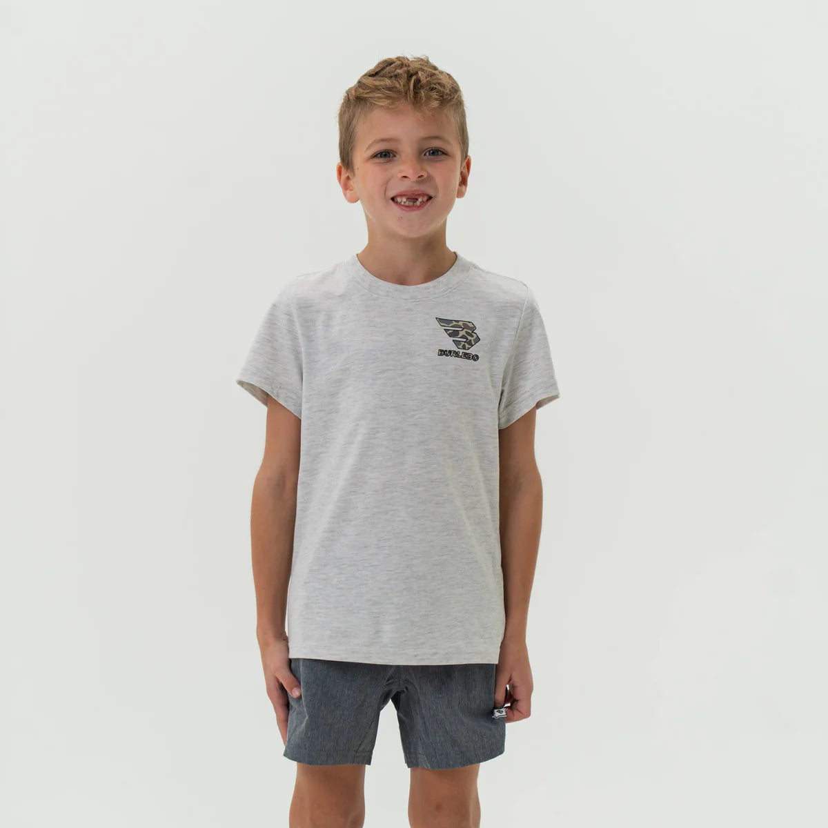 Youth Tee - Flying B Logo - Heather Ash Grey