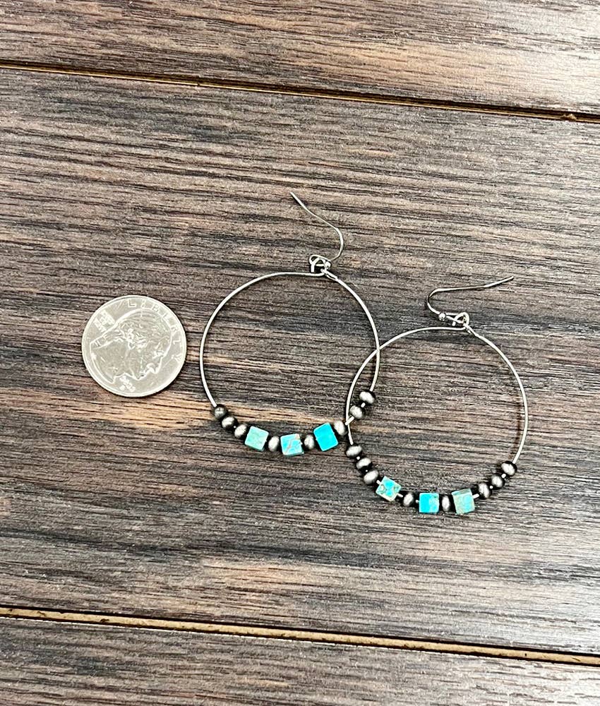 Square Gemstone Hoop Earrings