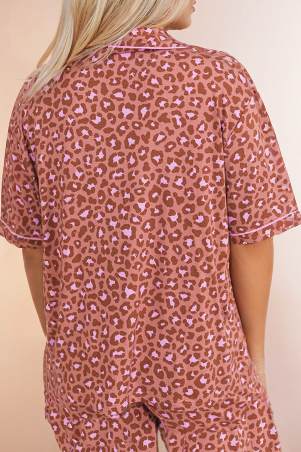 Leopard Print Short Sleeve Pant Pajama Set