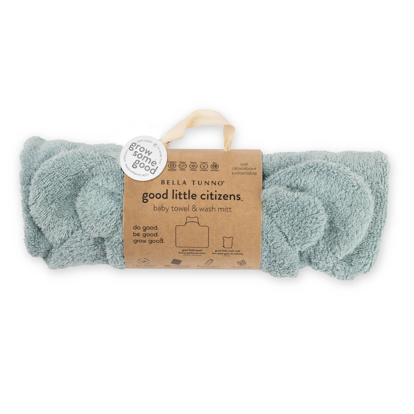 Hooded Towel + Wash Mitt Set Fog Blue