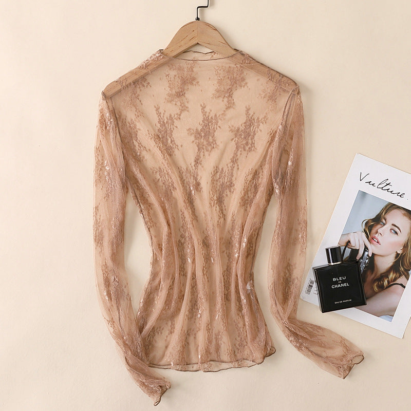 MESH LACE HIGH NECK TOP