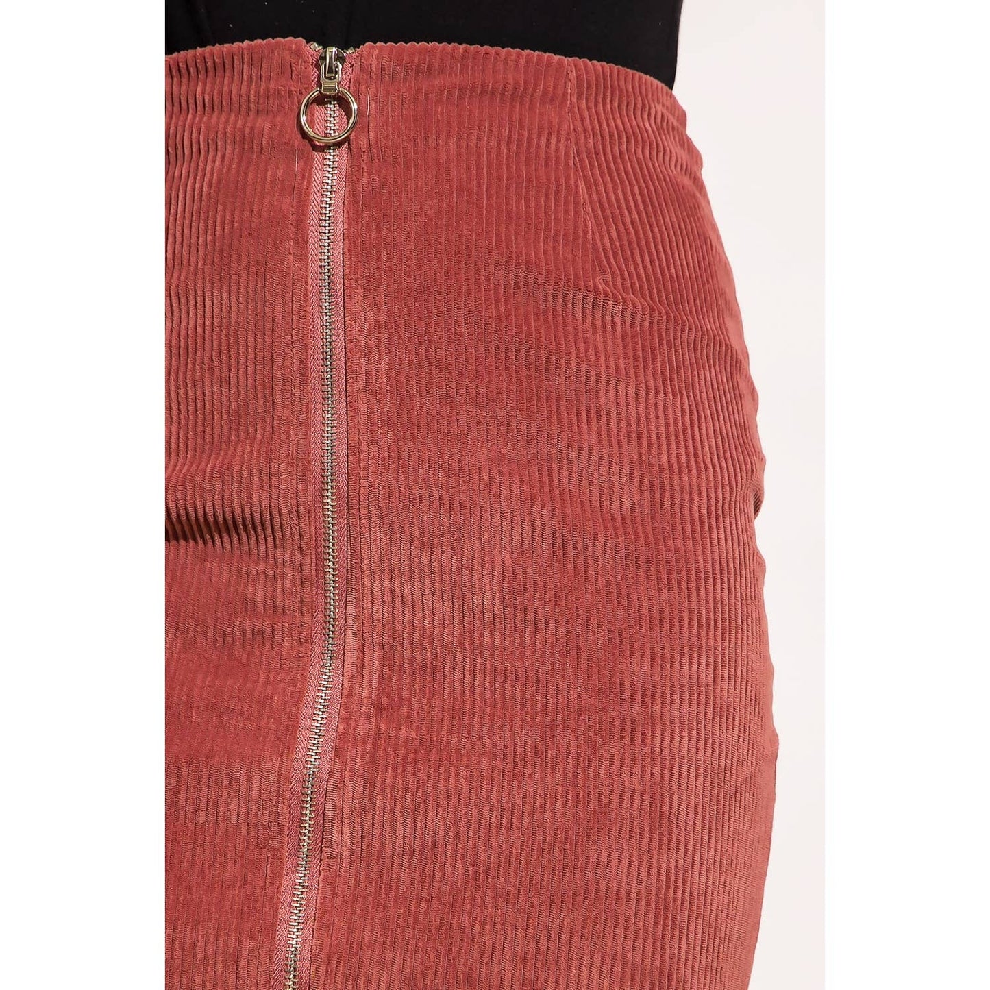 CORDUROY ZIP UP MINI SKIRT