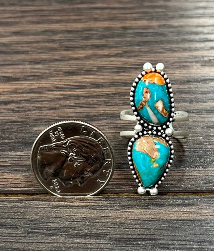 Gemstone, Brass Adjustable Ring