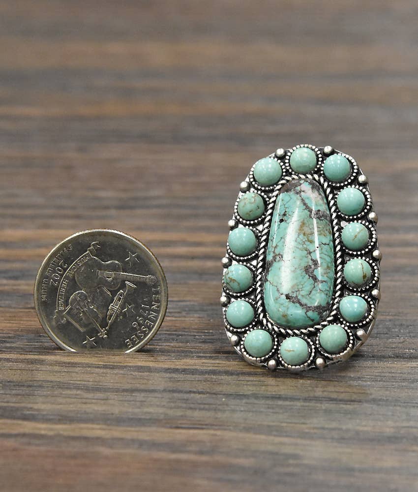 Turquoise, Brass Adjustable Ring
