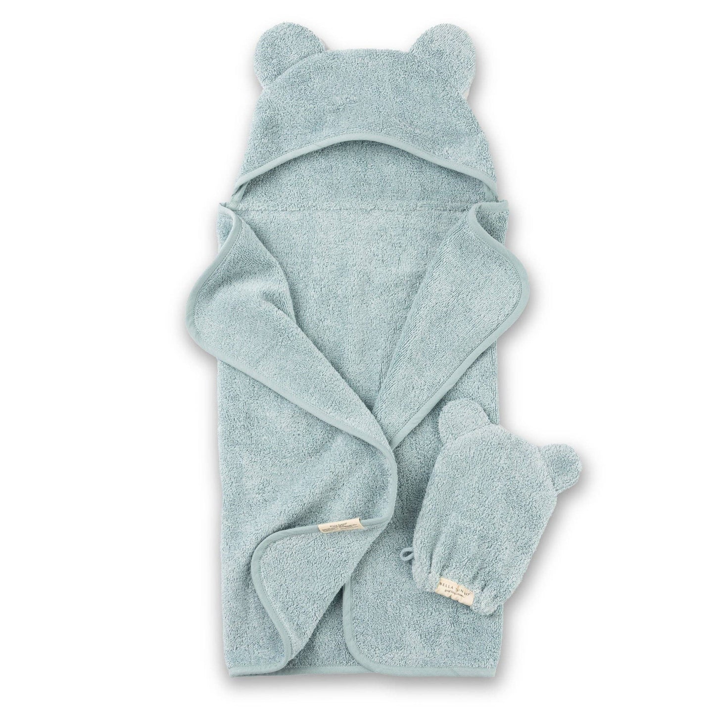 Hooded Towel + Wash Mitt Set Fog Blue