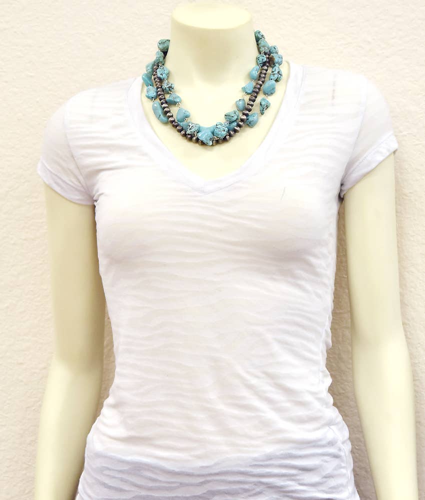18" Western Turquoise 3-Strand Necklace