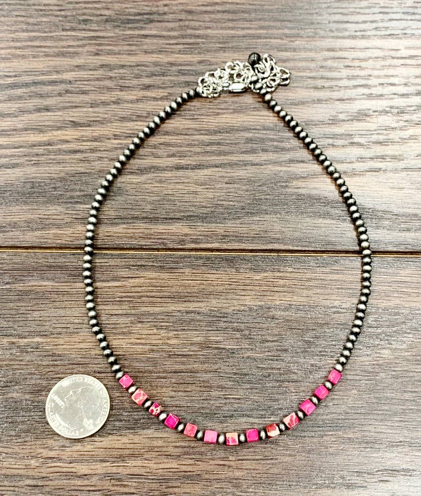 Handmade 15" Navajo Square Gemstone Necklace