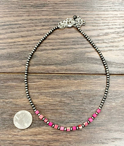 Handmade 15" Navajo Square Gemstone Necklace