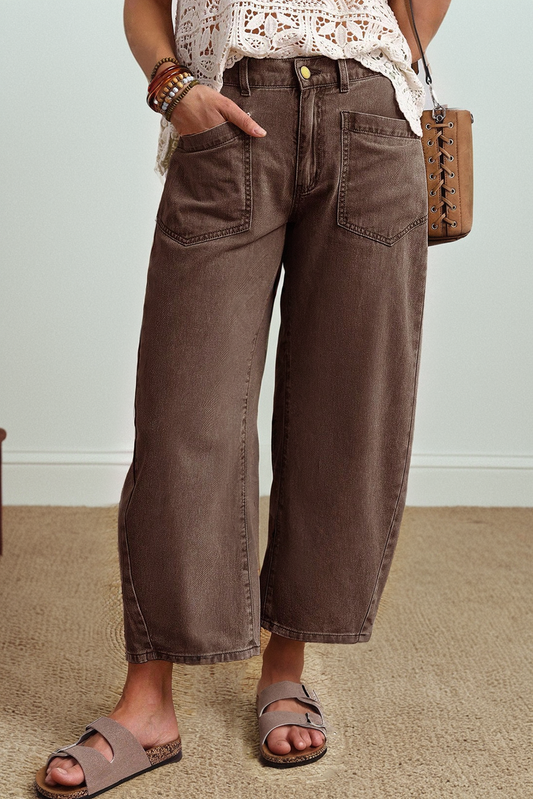 Square Patch Pocket Ankle-length Barrel Jean