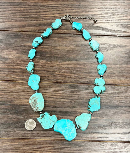 24" Graduated Slab Turquoise Necklace