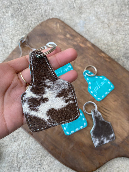 Suede Yeehaw Cattle Cowhide Keychain    