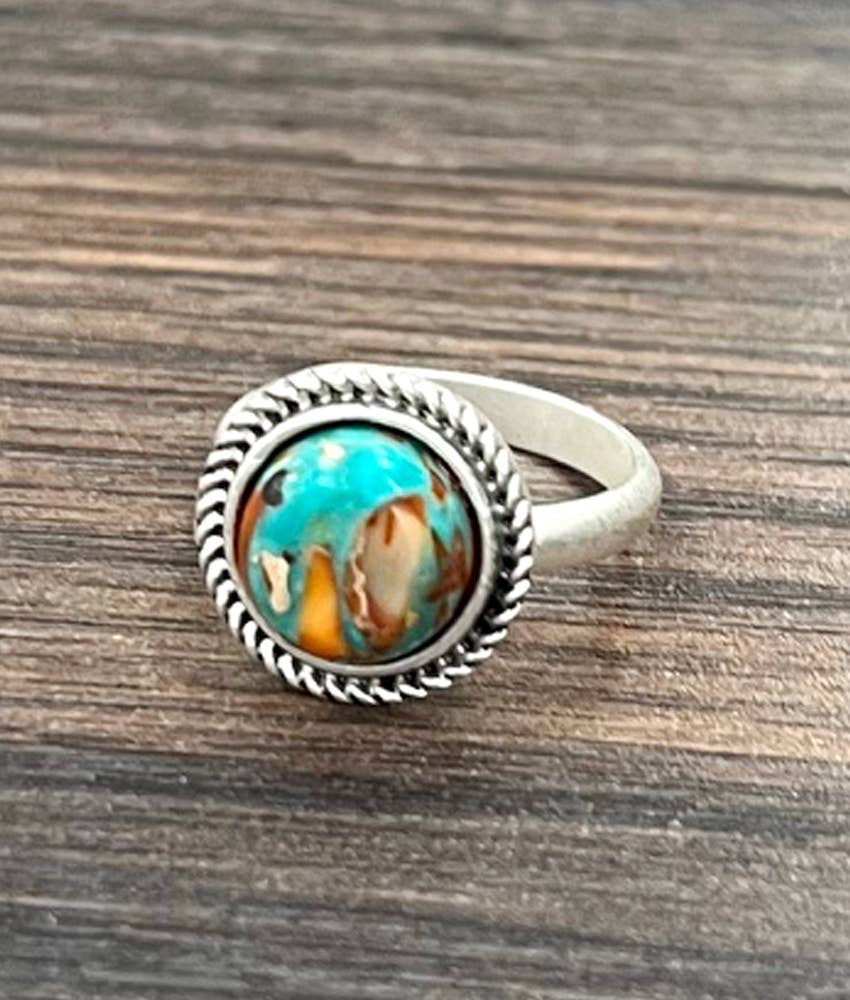 10mm Gemstone Adjustable Ring