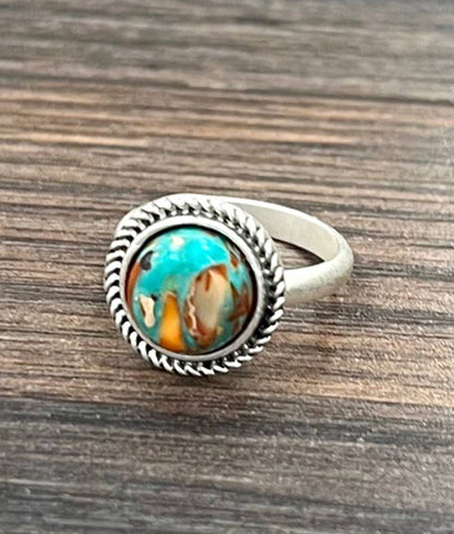 10mm Gemstone Adjustable Ring
