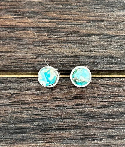 Round Gemstone Stud Earrings