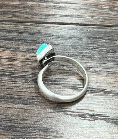 Small 10mm Diamond Turquoise Adjustable Ring