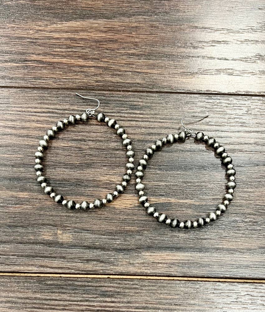 Navajo & Silver Bead Hoop Earrings