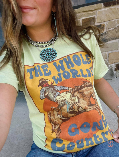 World's Gone Country Western Graphic Tee