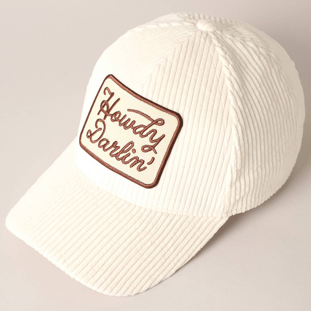 Howdy Darlin' Corduroy Cap OFF WHITE