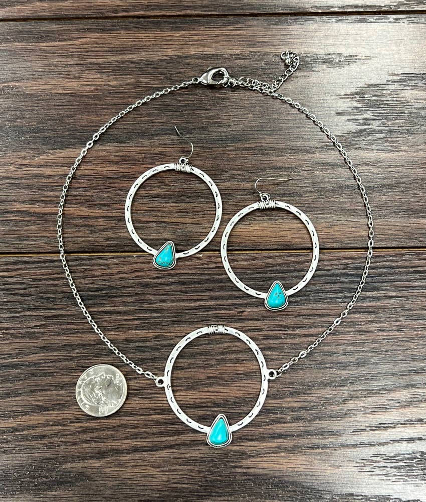 16" Boho Turquoise Necklace Set