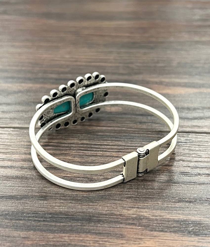 Turquoise, Brass Cuff  Bracelet