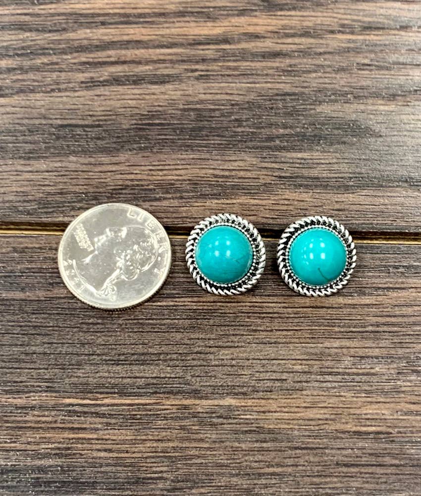 Round 12mm Turquoise Stud Earrings