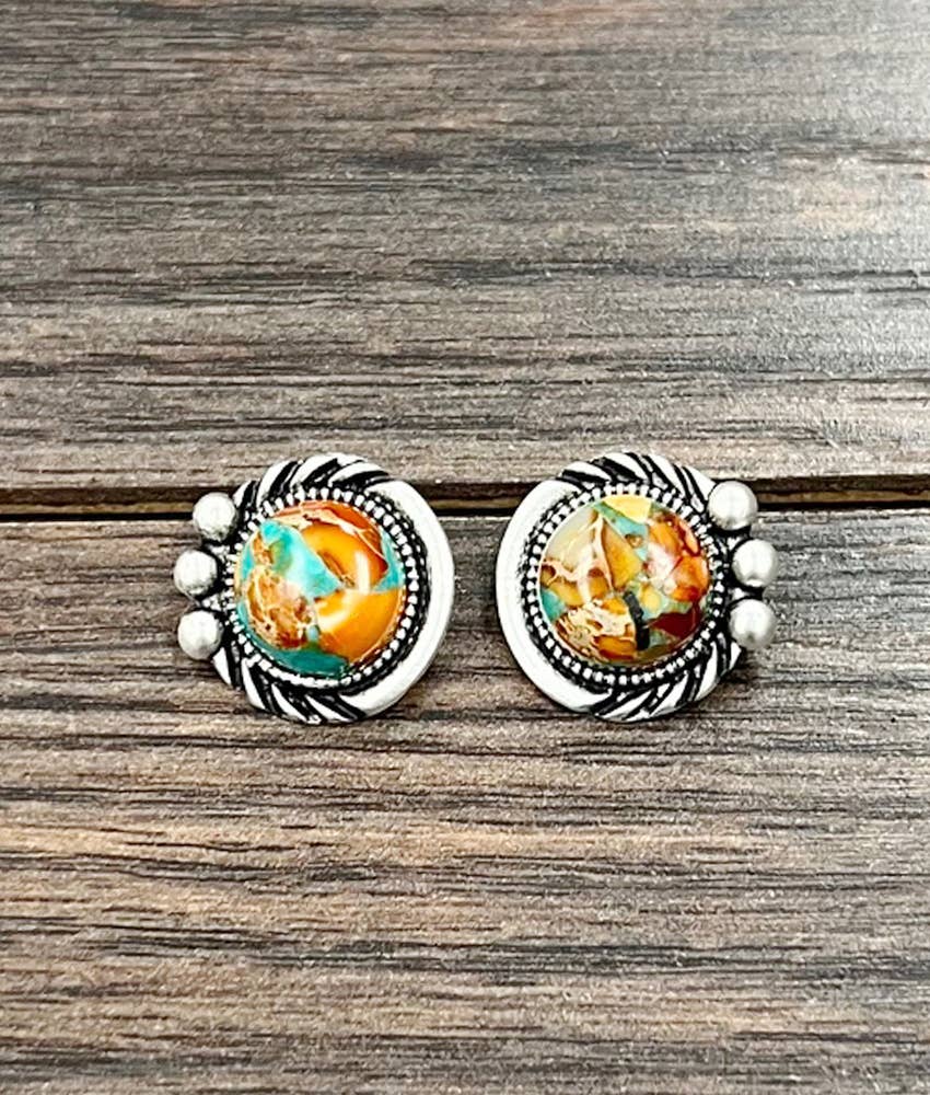 Western 12mm Gemstone Stud Earrings