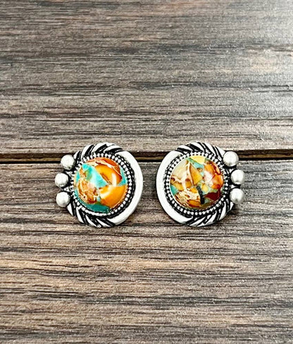 Western 12mm Gemstone Stud Earrings