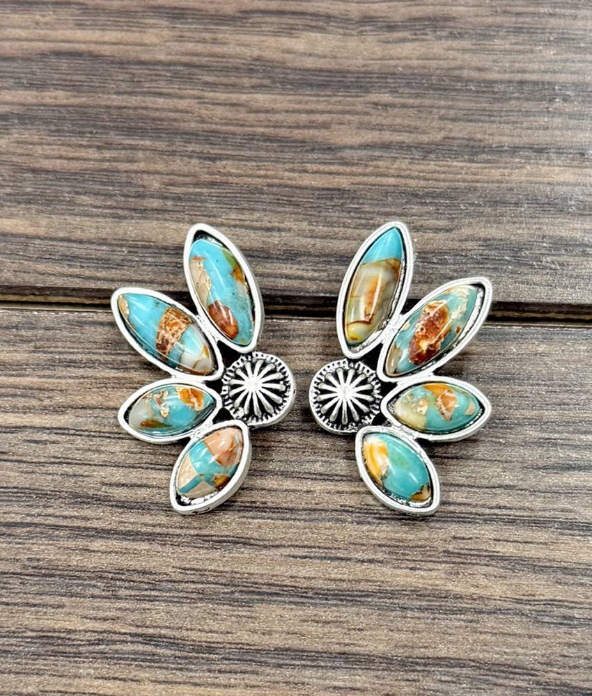 1.2" Western Gemstone Stud Earrings