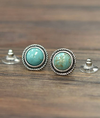 10mm Round Turquoise Stud Earrings