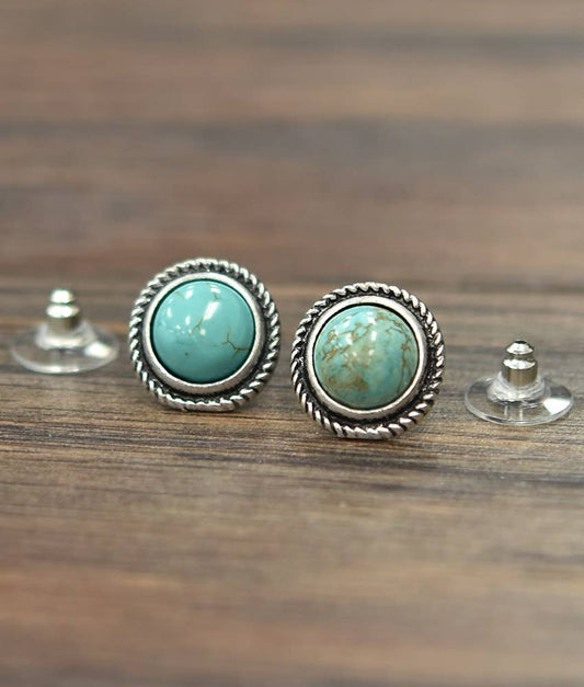 10mm Round Turquoise Stud Earrings