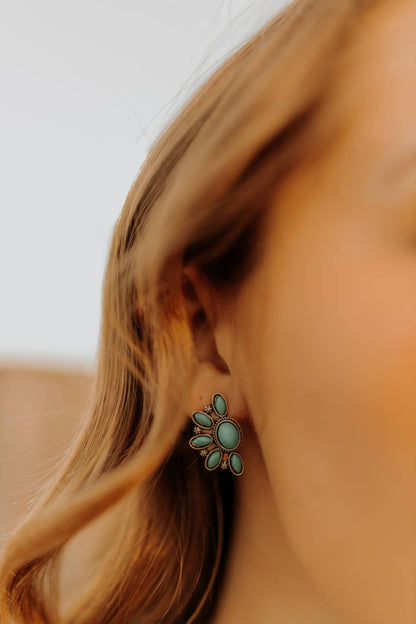 Turquoise Cluster Stud Earrings