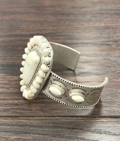Very-Big Western White Turquoise Cuff Bracelet