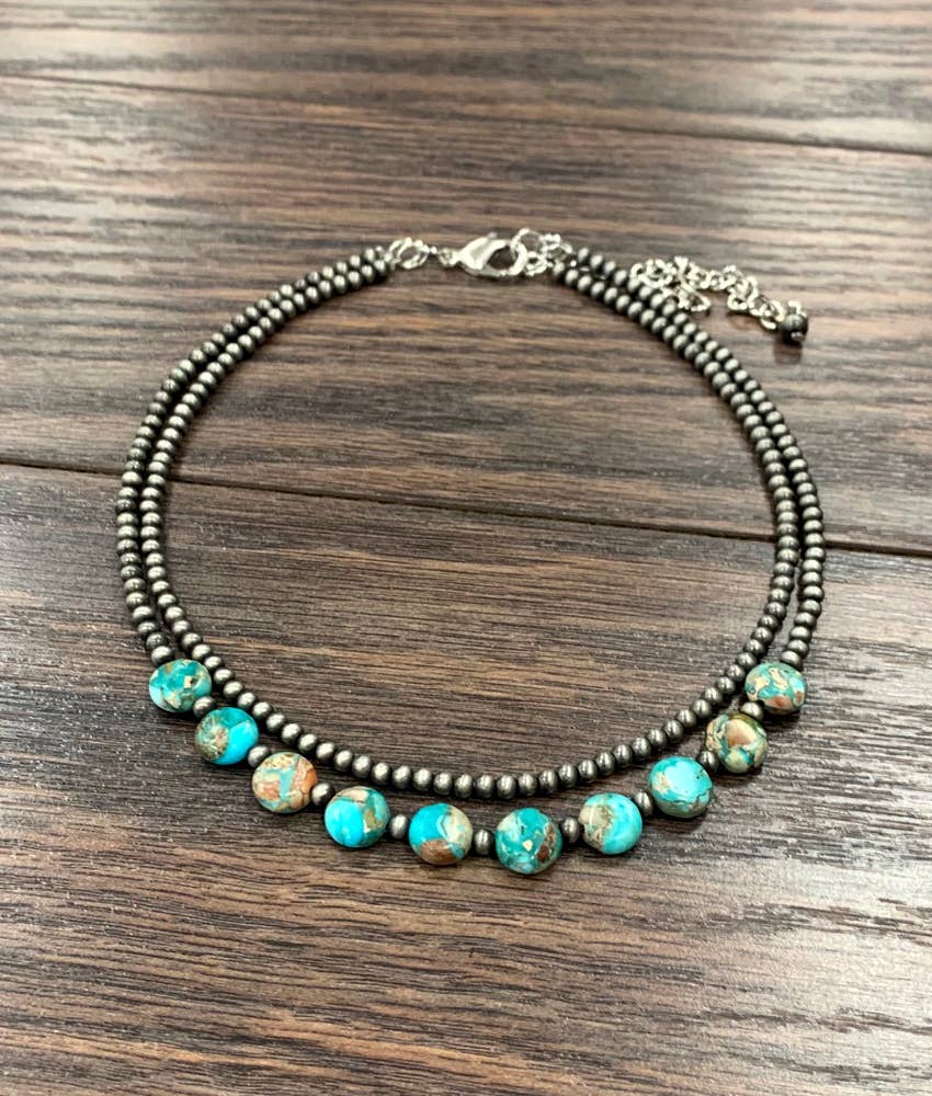 15" Handmade Navajo Round Gemstone Necklace