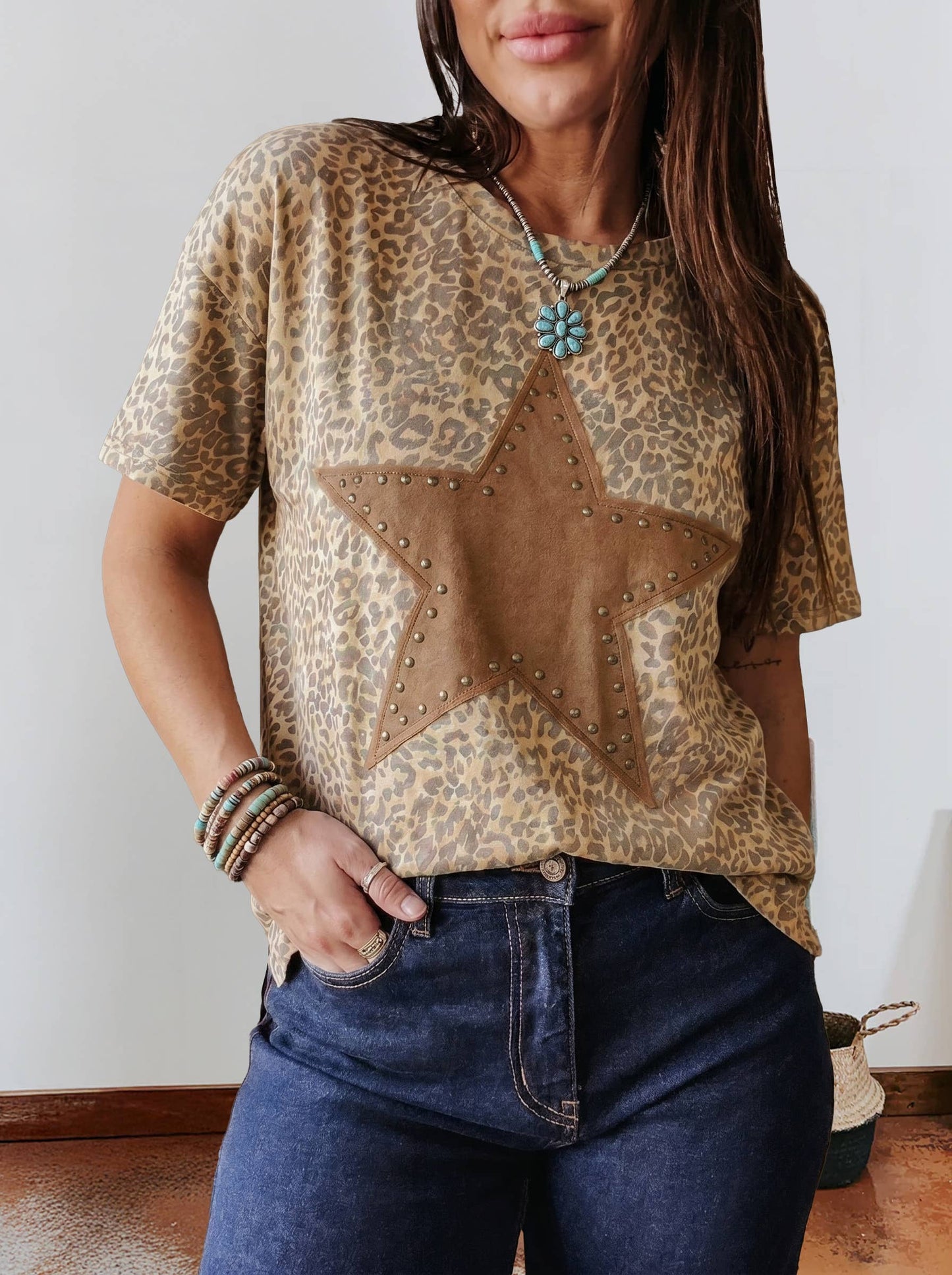 Leopard Retro Studded Star