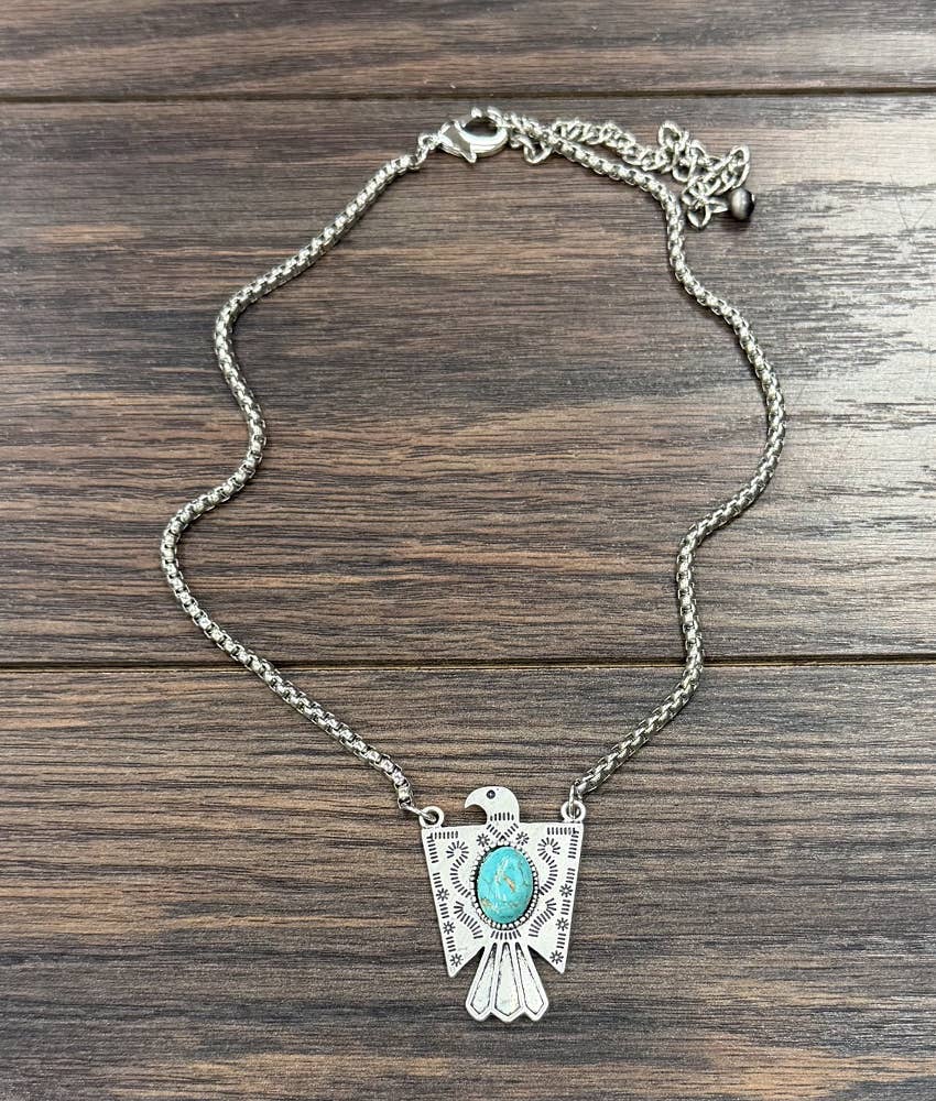 17" Western Thunderbird Turquoise Necklace