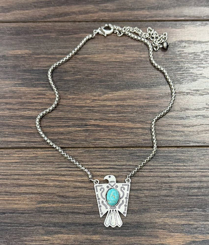 17" Western Thunderbird Turquoise Necklace