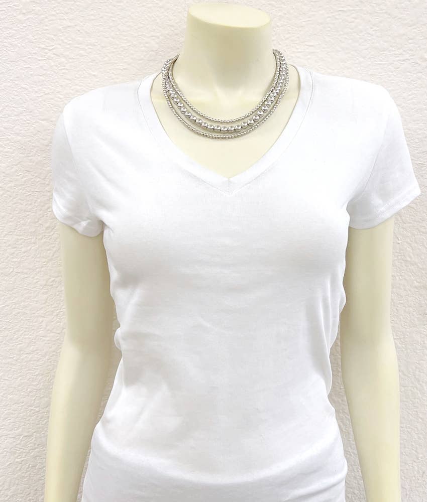 Handmade Silver Navajo Bead Necklace